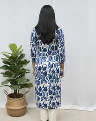 Trisha Blue Cotton Straight Kurta