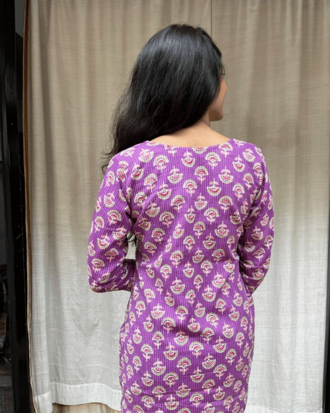 purple cotton short top kurti    