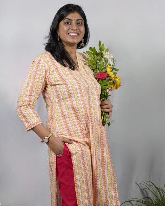 Isha Pink Cotton Coord Set