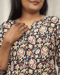 Devki Black Cotton Short Top Kurti