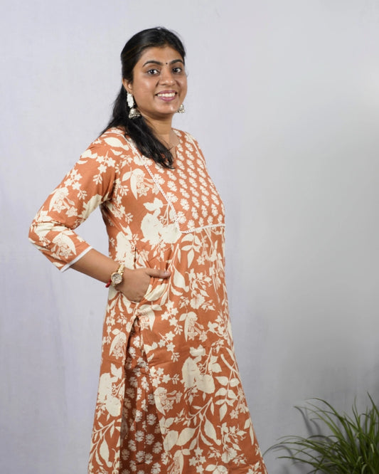 Dhani Brown Cotton Coord Set