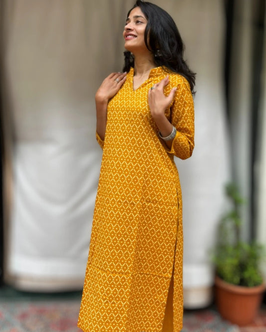 Charvi Yellow Cotton Coord Set