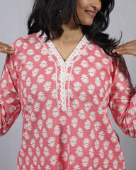 Padma Peach Cotton Coord Set