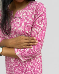 Jyothi Pink Cotton Straight Kurta