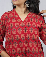 Krina Red Cotton Coord Set