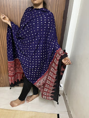 Bandhani Ajrakh Purple Cotton Dupatta