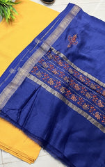 Kashmir Sozni Embroidery Blue Maheshwari Silk Dupatta