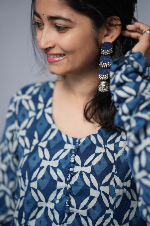 Krina Indigo Cotton Chudi Sleeves Kali Kurta
