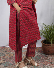 Geet Red Cotton Coord Set