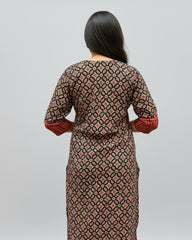 Rithika Black Ajrakh Cotton Straight Kurta