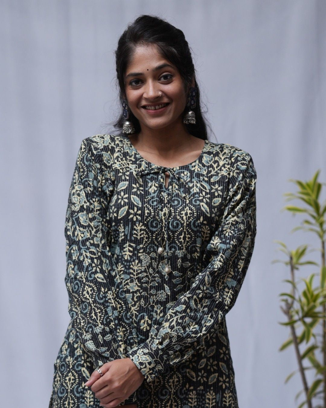 cotton black straight kurta     