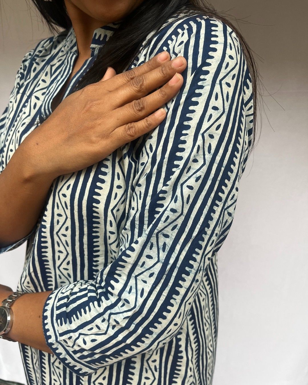 blue cotton straight kurta     