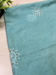 Lucknowi Chikankari Blue Kota Silk Dupatta