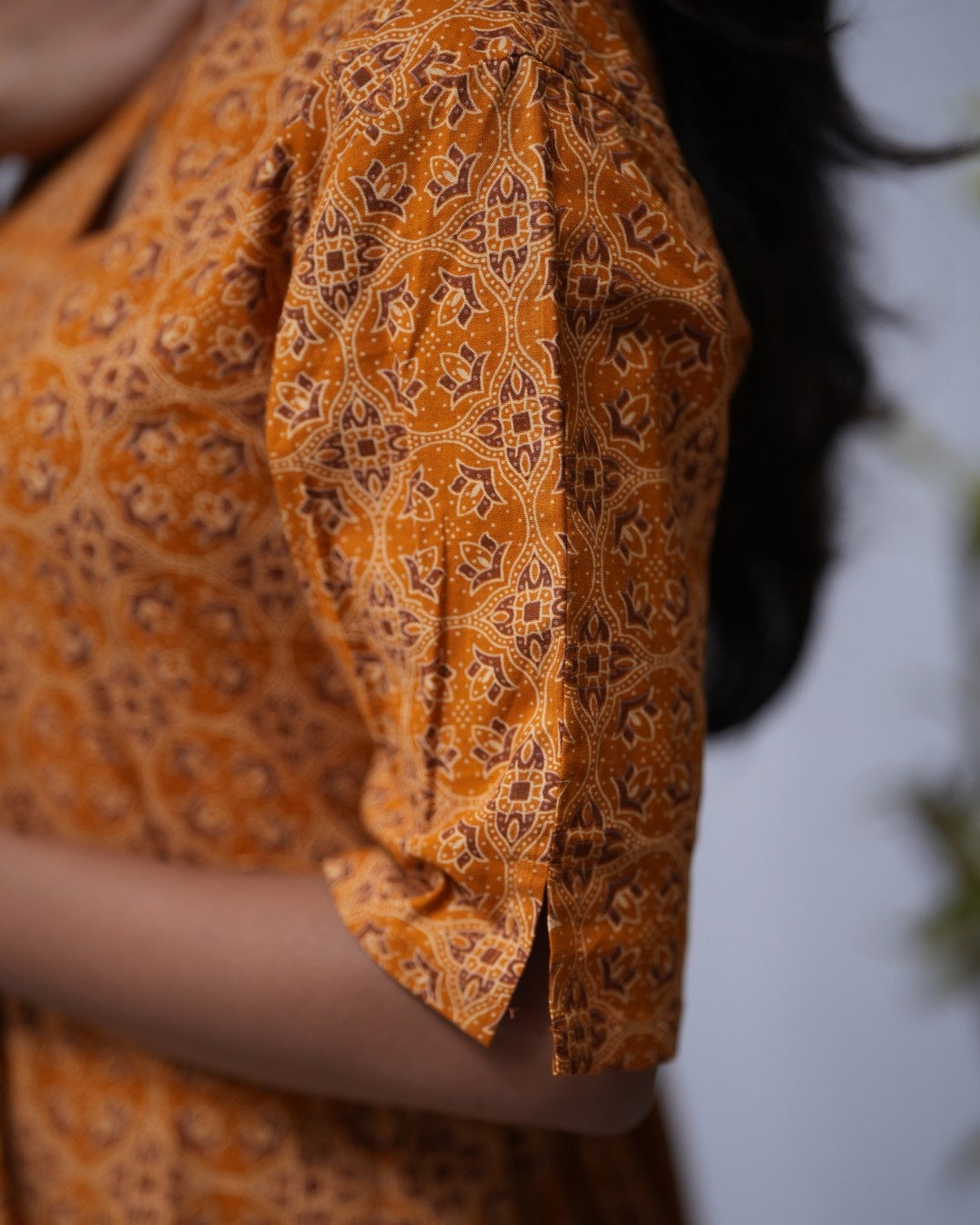 cotton yellow aline kurta     
