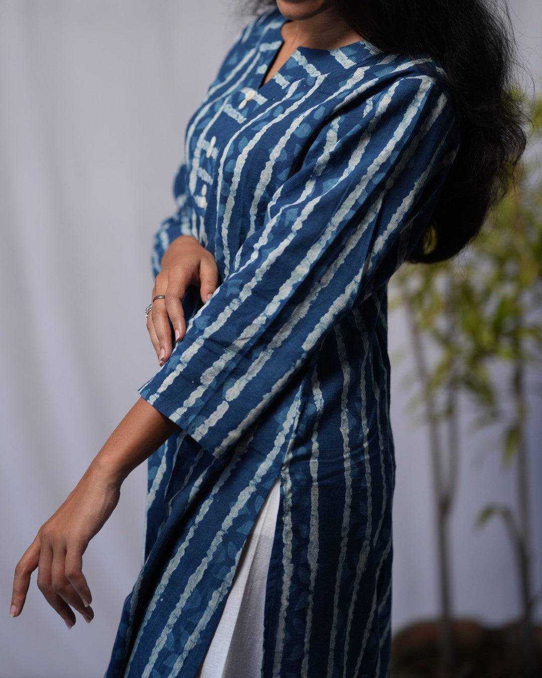 indigo cotton straight kurta     