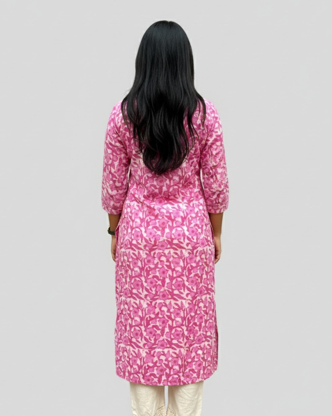pink cotton straight kurta     