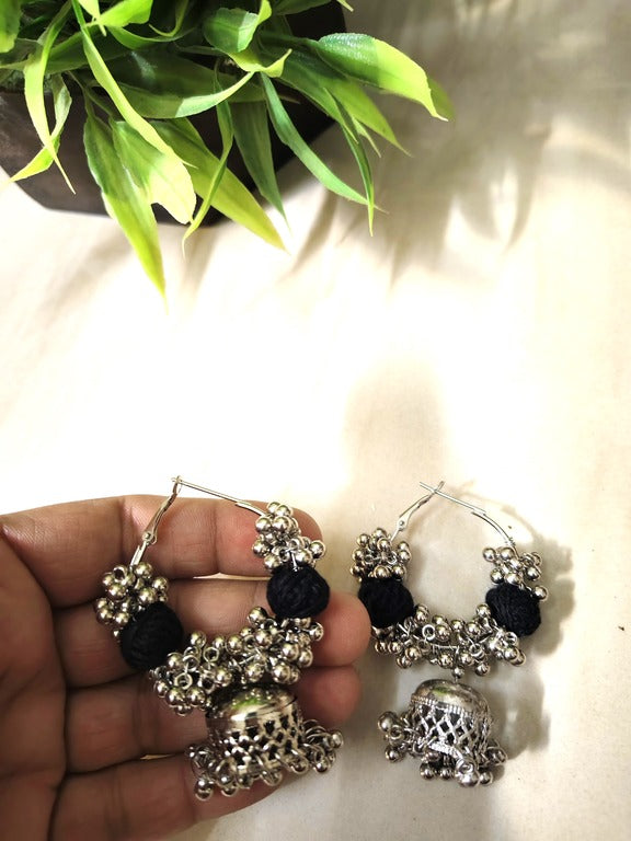 black hoop earrings      