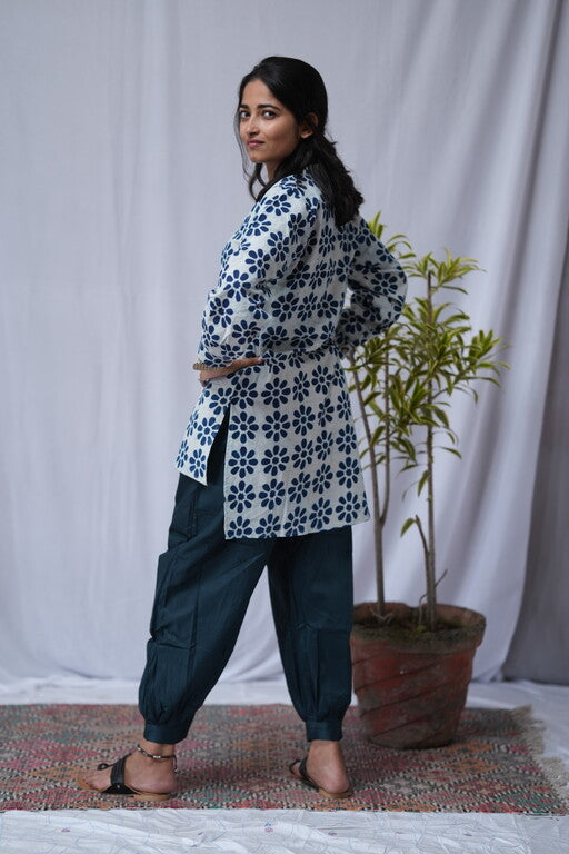 navy blue cotton silk pant    
