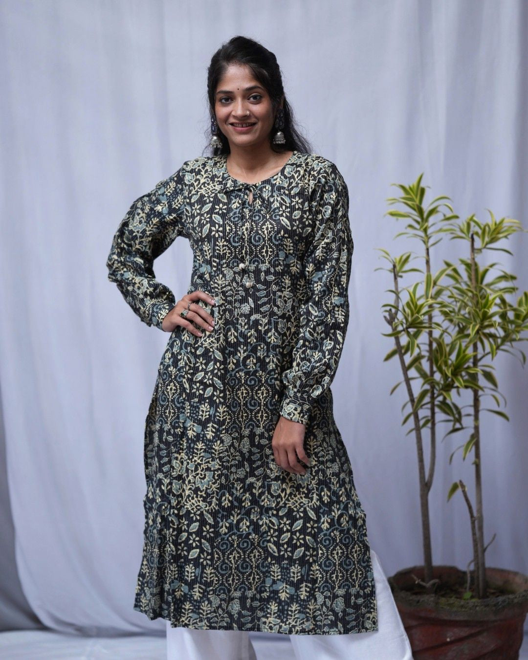 cotton black straight kurta     