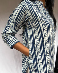 Jyothi Blue Cotton Straight Kurta