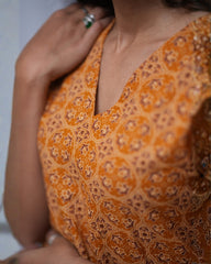 Vedika Cotton Yellow Aline Kurta