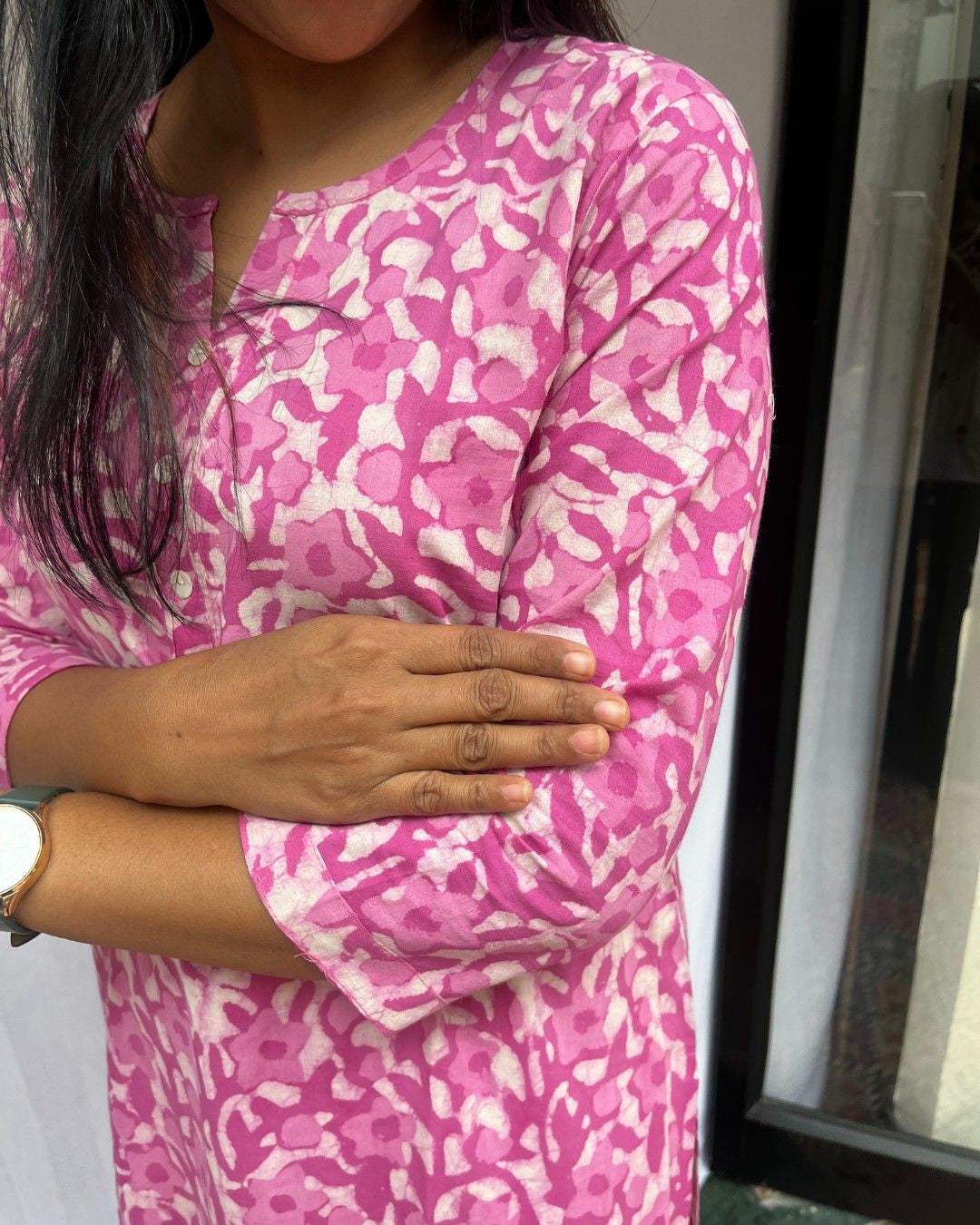 pink cotton straight kurta     