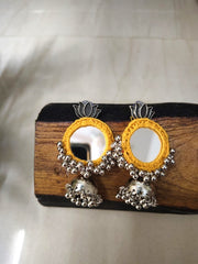 Ivy Yellow Mirror Work Earrings