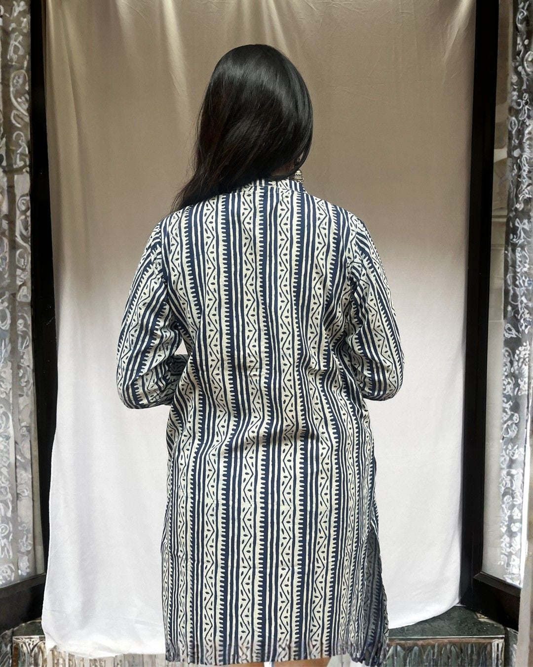blue cotton straight kurta     