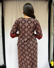 Shreya Black Ajrakh Cotton Straight Kurta