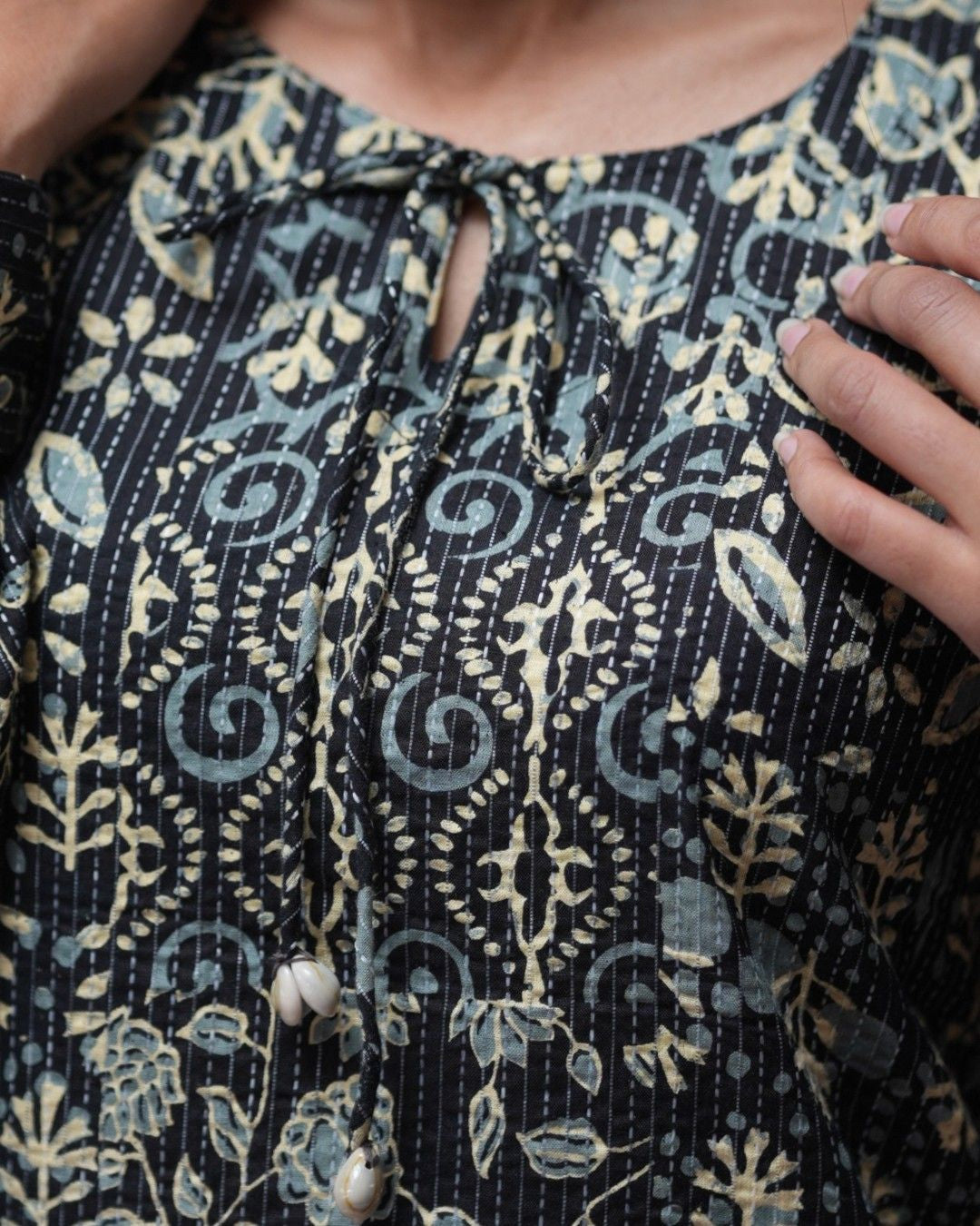 cotton black straight kurta     