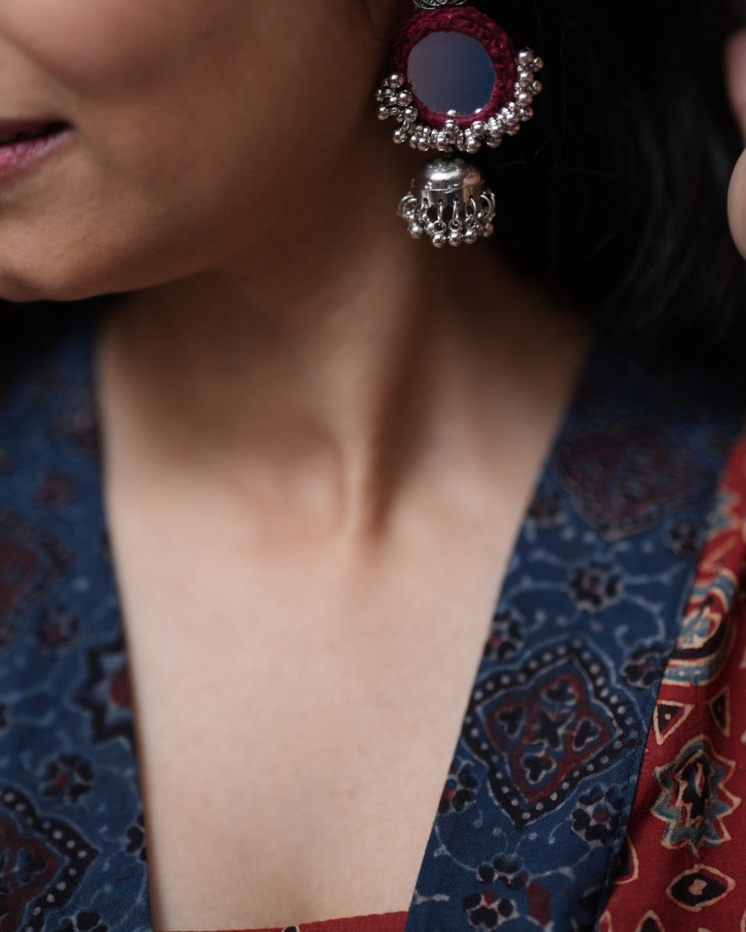 ajrakh cotton maroon aline kurta    