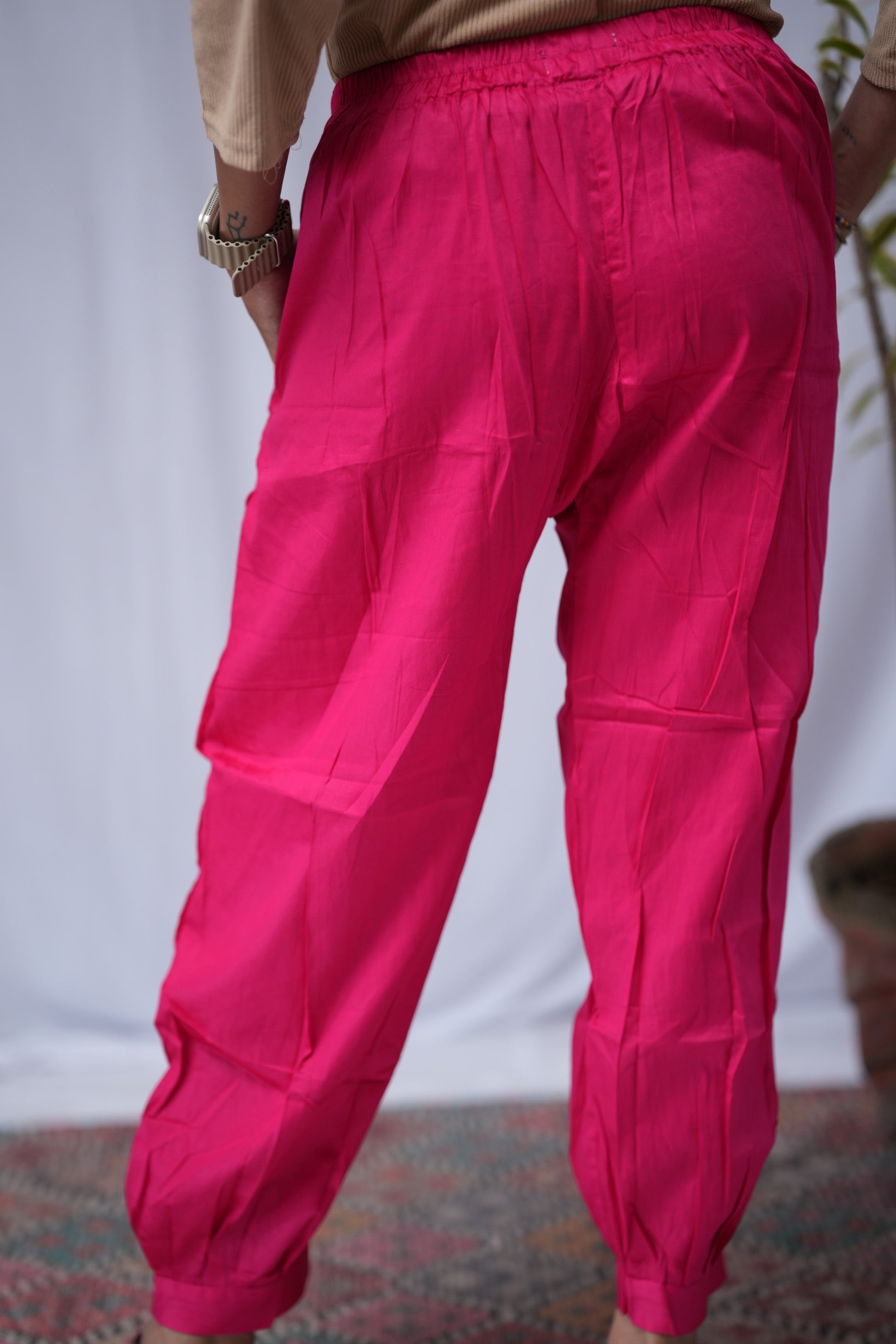 pink cotton silk pant     