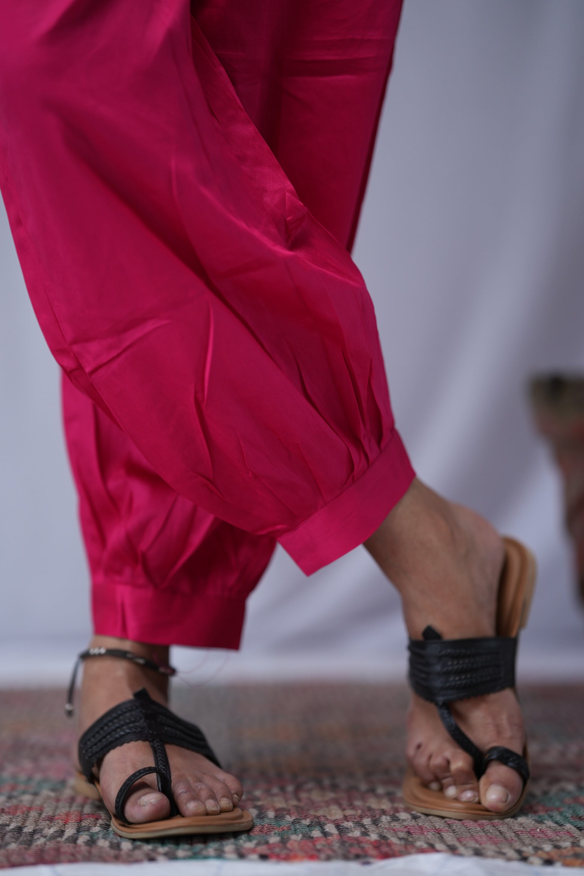 pink cotton silk pant     