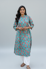 Saina Cotton Blue Straight Kurta