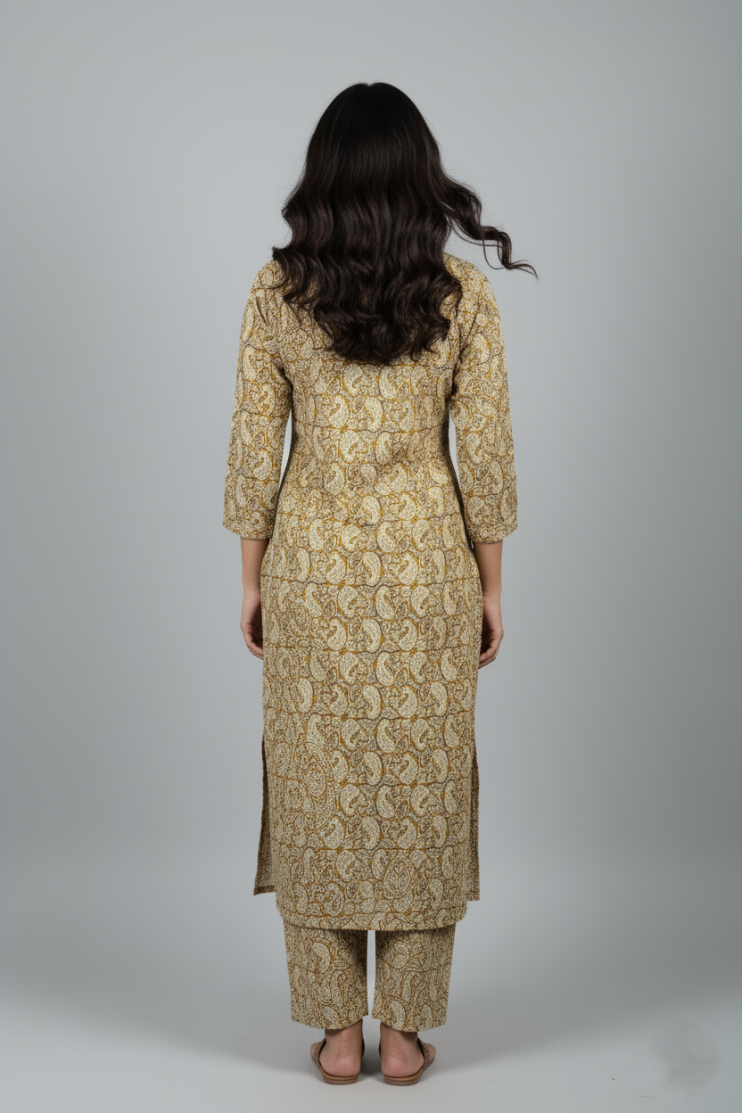 Kaniska Yellow Cotton Coord Set
