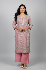 Samaira Pink Cotton Straight Kurta