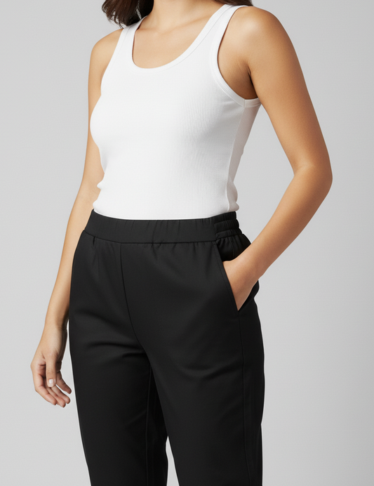 black cotton satin pant     