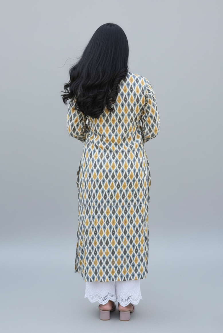 Saina Cotton Yellow Straight Kurta