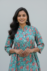 Saina Cotton Blue Straight Kurta