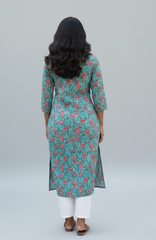 Saina Cotton Blue Straight Kurta