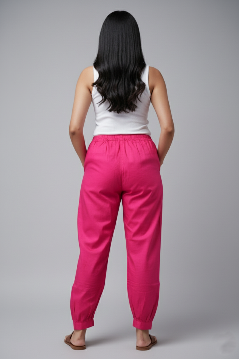 pink cotton silk pant     
