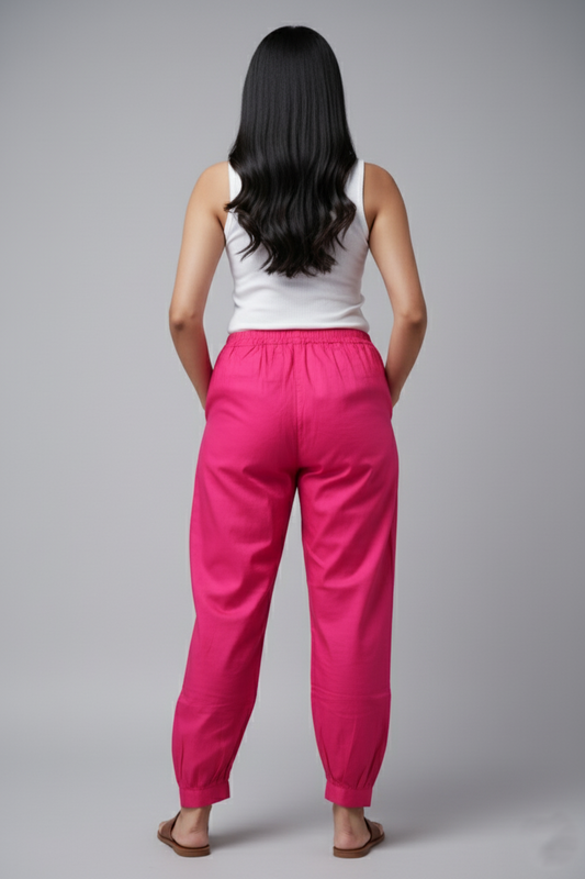 pink cotton silk pant     