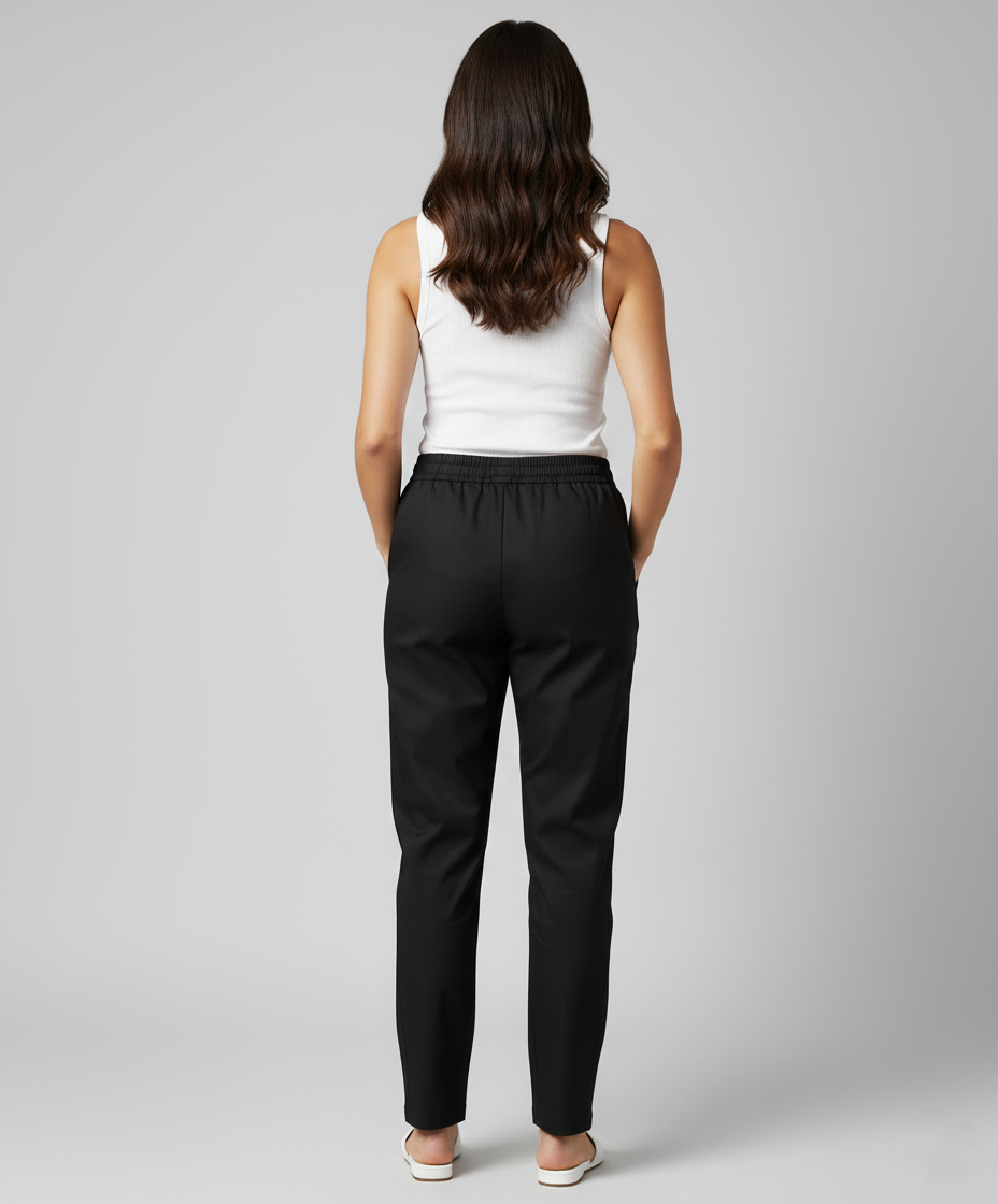 black cotton satin pant     