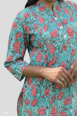 Saina Cotton Blue Straight Kurta