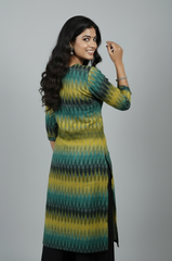 Avika Green Ikkat Cotton Straight Kurta