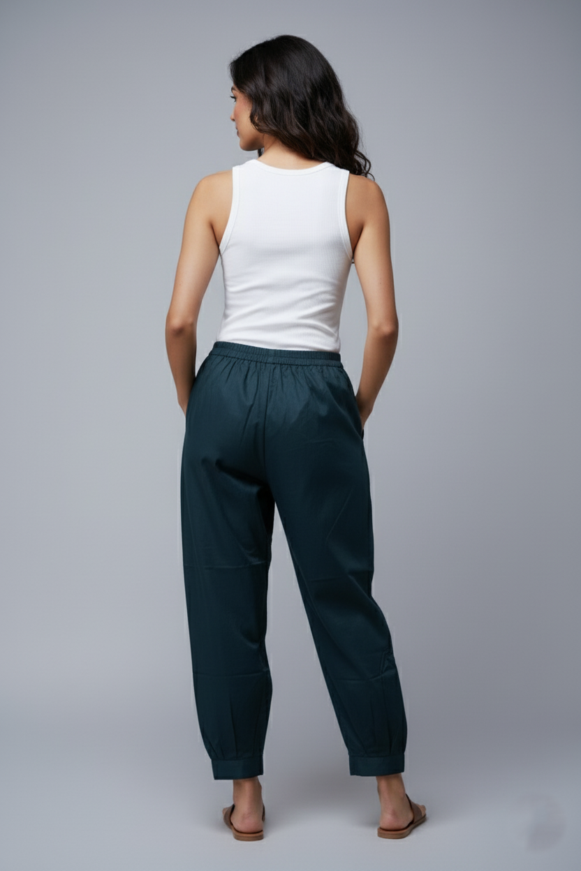 navy blue cotton silk pant    