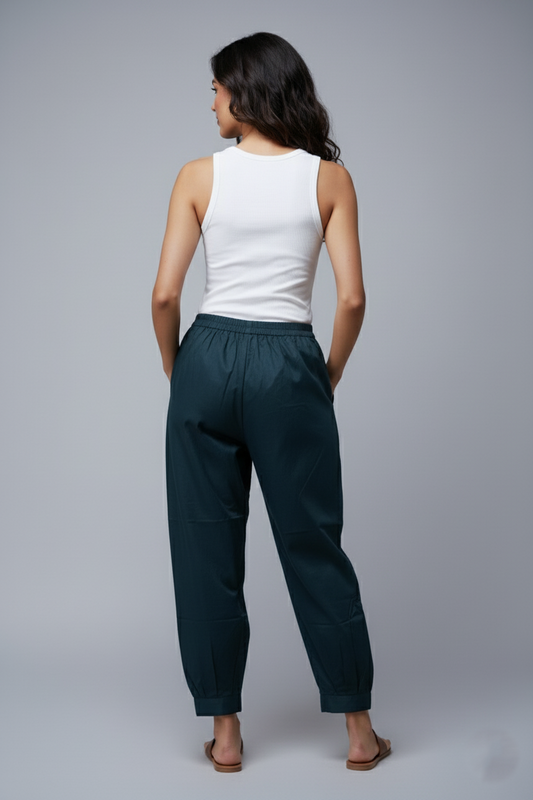 navy blue cotton silk pant    