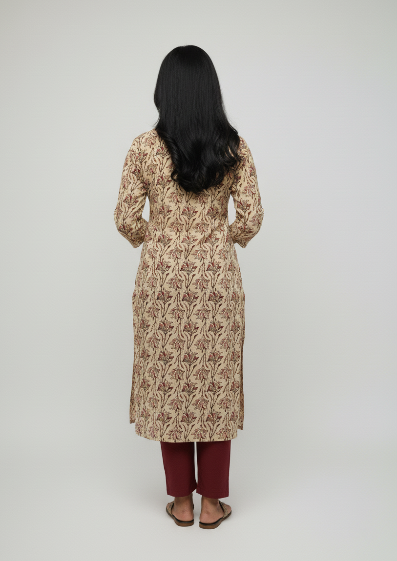 Trisha Maroon Cotton Straight Kurta