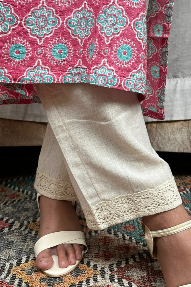 Gayatri Pink Cotton Straight Kurta