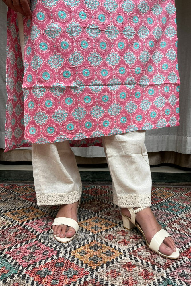 Gayatri Pink Cotton Straight Kurta